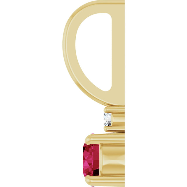 14K Gold Round Lab-Grown Ruby Accented Pendant – up to 0.015 CTW - Yellow Gold - view 6