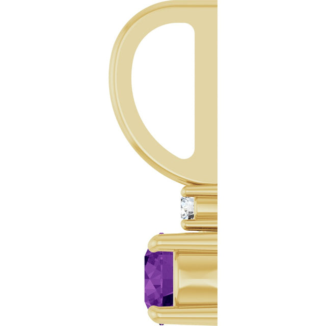 14K Gold Round Natural Amethyst Accented Pendant - Yellow Gold - view 6