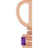 14K Gold Round Natural Amethyst Accented Pendant - Rose Gold - view 6