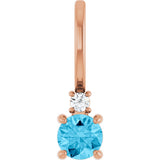 14K Gold Round Natural Aquamarine Accented Pendant - Rose Gold - view 4
