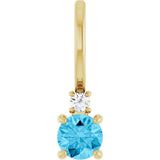 14K Gold Round Natural Aquamarine Accented Pendant - Yellow Gold - view 4