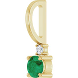 14K Gold Round Natural Emerald Accented Pendant - Yellow Gold - view 5