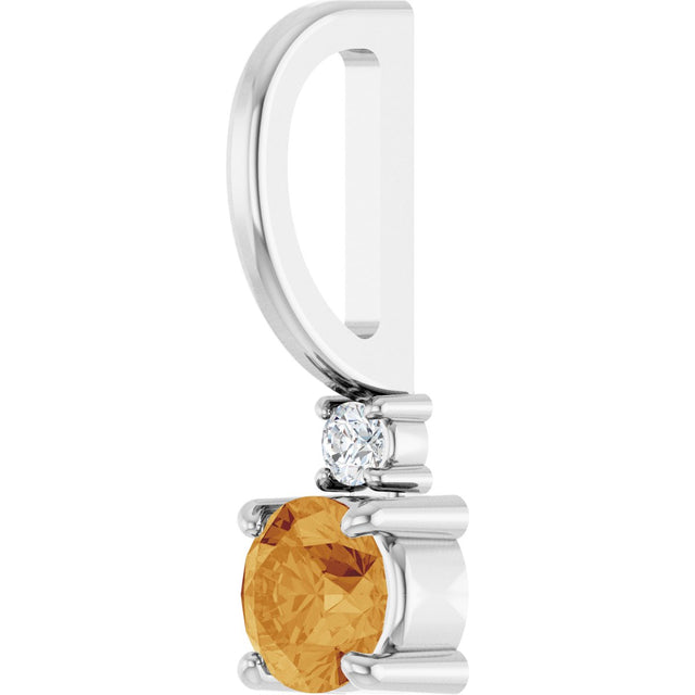 Platinum Round Natural Citrine Accented Pendant - view 5