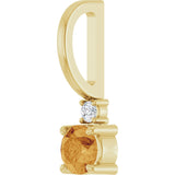 14K Gold Round Natural Citrine Accented Pendant - Yellow Gold - view 5