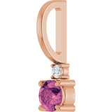 14K Gold Round Natural Pink Tourmaline Accented Pendant - Rose Gold - view 5