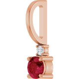 14K Gold Round Natural Ruby Accented Pendant - Rose Gold - view 5
