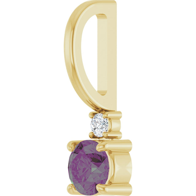 14K Gold Round Lab-Grown Alexandrite Accented Pendant - Yellow Gold - view 5