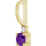 14K Gold Round Natural Amethyst Accented Pendant - Yellow Gold - view 5