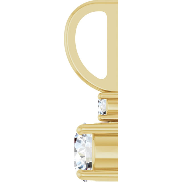14K Gold Round Natural White Sapphire Accented Pendant - Yellow Gold - view 6