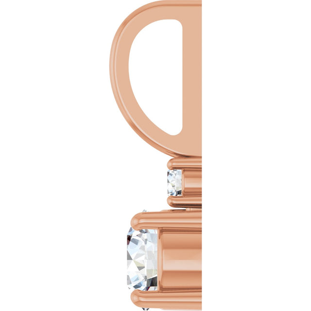 14K Gold Round Natural White Sapphire Accented Pendant - Rose Gold - view 6