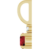 14K Gold Round Natural Mozambique Garnet Accented Pendant - Yellow Gold - view 6