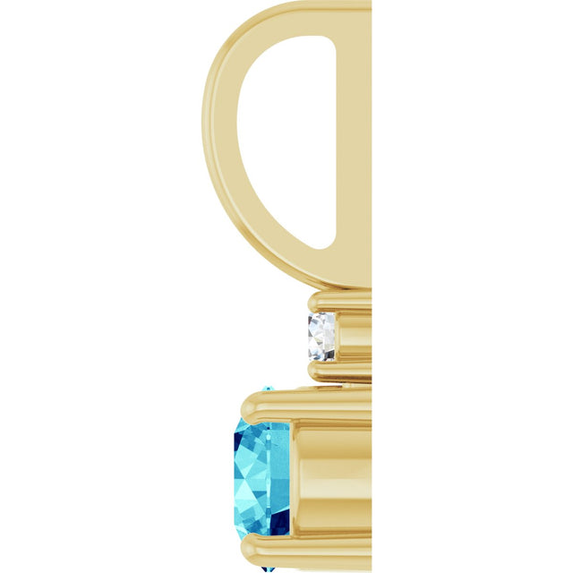 14K Gold Round Natural Blue Zircon Accented Pendant - Yellow Gold - view 6