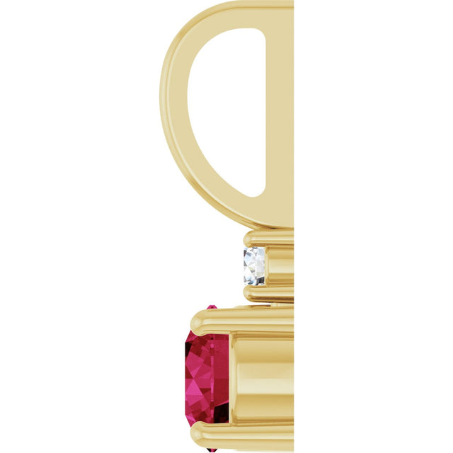 14K Gold Round Lab-Grown Ruby Accented Pendant – up to 0.015 CTW - Yellow Gold - view 6