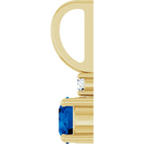 14K Gold Round Natural Blue Sapphire Accented Pendant - Yellow Gold - view 6