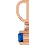 14K Gold Round Natural Blue Sapphire Accented Pendant - Rose Gold - view 6