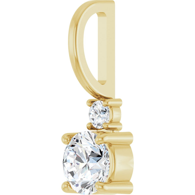 14K Gold Round Natural White Sapphire Accented Pendant - Yellow Gold - view 5