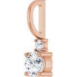 14K Gold Round Natural White Sapphire Accented Pendant - Rose Gold - view 5