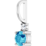 Platinum Round Natural Blue Zircon Accented Pendant - view 5