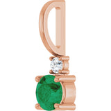 14K Gold Round Natural Emerald Accented Pendant - Rose Gold - view 5