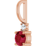 14K Gold Round Natural Ruby Accented Pendant - Rose Gold - view 5