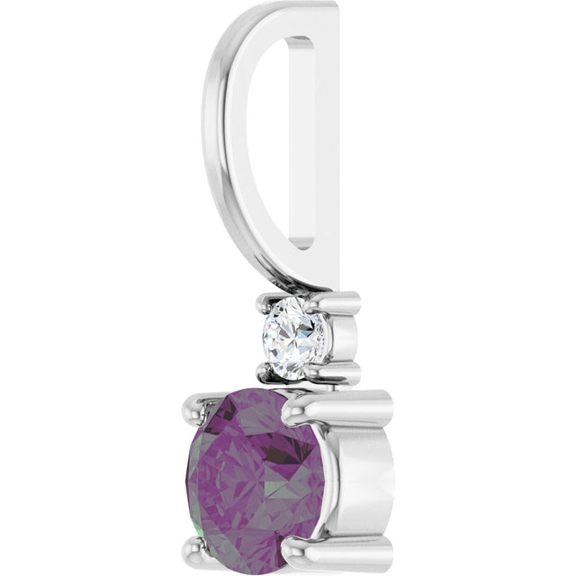 Platinum Round Lab-Grown Alexandrite Accented Pendant - view 5