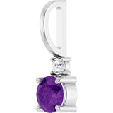 Platinum Round Natural Amethyst Accented Pendant - view 5