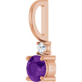 14K Gold Round Natural Amethyst Accented Pendant - Rose Gold - view 5