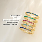 10K Gold Round Natural Emerald Birthstone Stackable Ring - Rose Gold - view 15