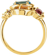 14K Gold Oval Natural Swiss Blue Topaz Multi-Gemstone Ring - view 2