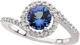 14K Gold Round Natural Diamond Accented Ring – 6.5mm Stones