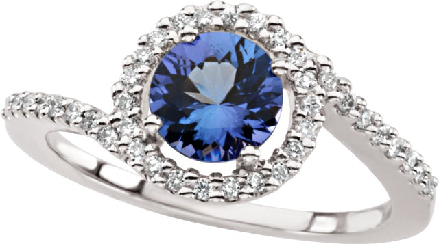 14K Gold Round Natural Diamond Accented Ring – 6.5mm Stones