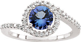 14K Gold Round Natural Diamond Accented Ring – 6.5mm Stones - view 4
