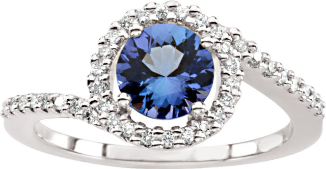 14K Gold Round Natural Diamond Accented Ring – 6.5mm Stones - view 4