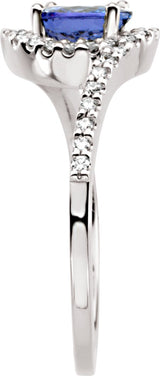 14K Gold Round Natural Diamond Accented Ring – 6.5mm Stones - view 3