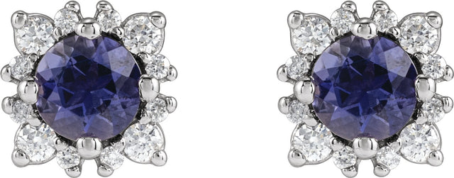 Platinum Natural Diamond Round 4-Prong Halo-Style Earrings – 3-6mm Stones - view 2