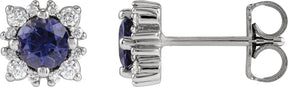 Platinum Natural Diamond Round 4-Prong Halo-Style Earrings – 3-6mm Stones