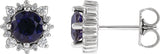 Platinum Natural Diamond Round 4-Prong Halo-Style Earrings – 3-6mm Stones