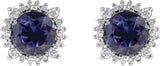 Platinum Natural Diamond Round 4-Prong Halo-Style Earrings – 3-6mm Stones - view 2