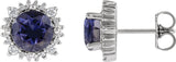 14K Gold Natural Diamond Round 4-Prong Halo-Style Earrings – 3-6mm Stones - White Gold