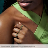 14K Gold Pear Natural Emerald Solitaire Ring - view 5