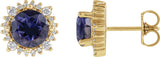 14K Gold Natural Diamond Round 4-Prong Halo-Style Earrings – 3-6mm Stones - Yellow Gold