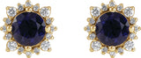 14K Gold Natural Diamond Round 4-Prong Halo-Style Earrings – 3-6mm Stones - Yellow Gold - view 2