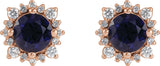 14K Gold Natural Diamond Round 4-Prong Halo-Style Earrings – 3-6mm Stones - Rose Gold - view 2