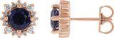 14K Gold Natural Diamond Round 4-Prong Halo-Style Earrings – 3-6mm Stones - Rose Gold