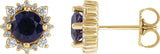 14K Gold Natural Diamond Round 4-Prong Halo-Style Earrings – 3-6mm Stones - Yellow Gold