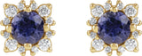 14K Gold Natural Diamond Round 4-Prong Halo-Style Earrings – 3-6mm Stones - Yellow Gold - view 2