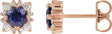14K Gold Natural Diamond Round 4-Prong Halo-Style Earrings – 3-6mm Stones - Rose Gold