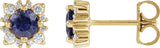 14K Gold Natural Diamond Round 4-Prong Halo-Style Earrings – 3-6mm Stones - Yellow Gold