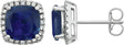 14K Gold Lab-Grown Blue Sapphire & Natural Diamond Cushion 4-Prong Halo-Style Earrings