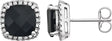14K Gold Natural Black Onyx & Natural Diamond Cushion 4-Prong Halo-Style Earrings